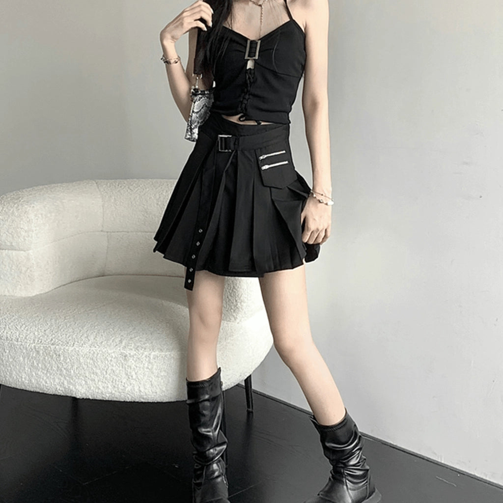 Black Techwear Pocket Skirt