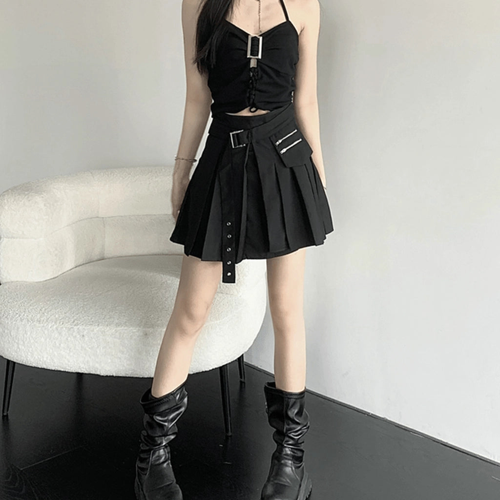 Black Techwear Pocket Skirt