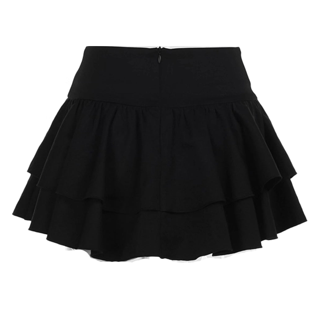 Black Streetwear Ruffle Skirt