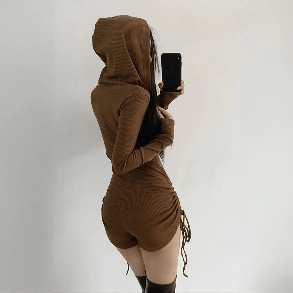 Brown Hoodie Playsuit