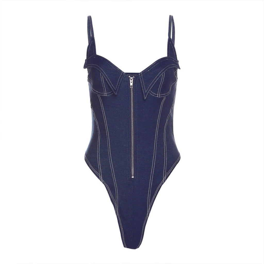 Denim Corset Bodysuit