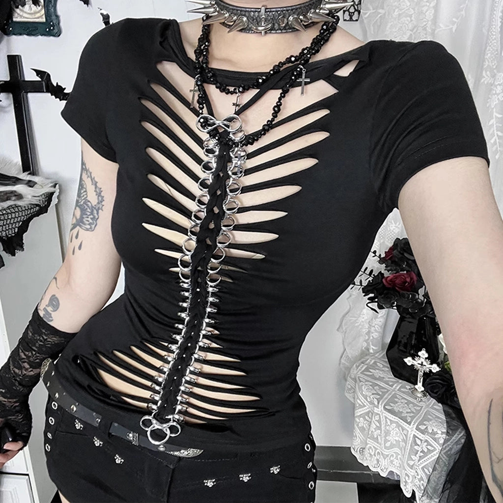 Black Cutout Tee