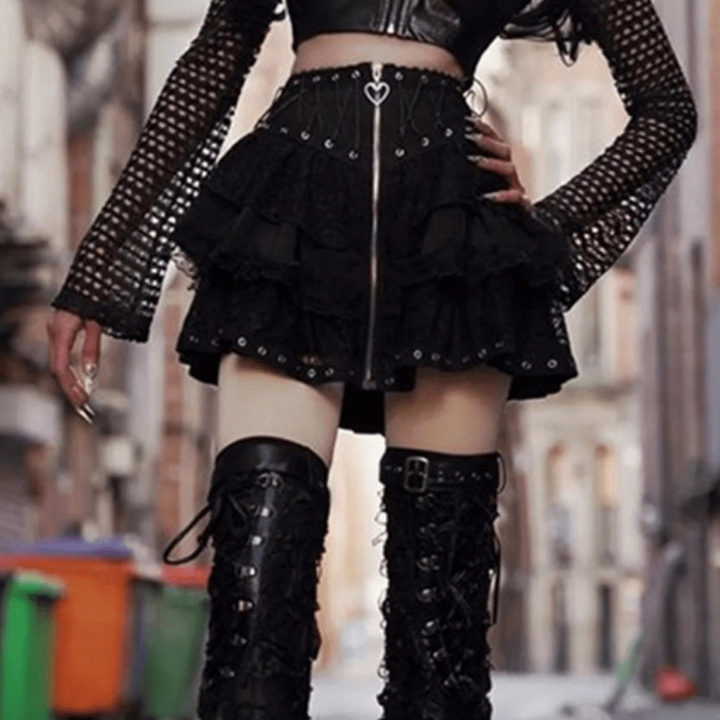 Layered Lace Punk Skirt