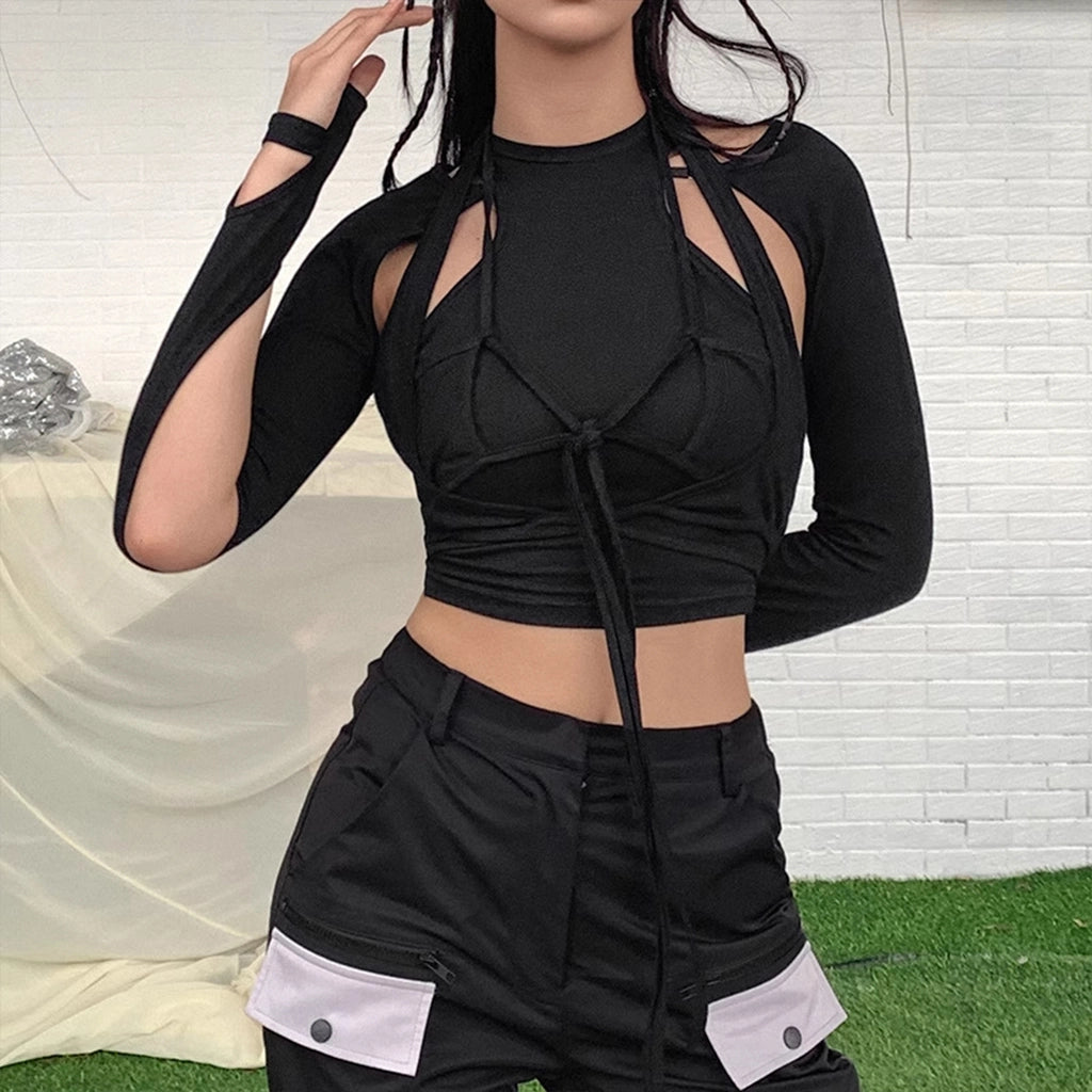 Black Strappy Cutout Top