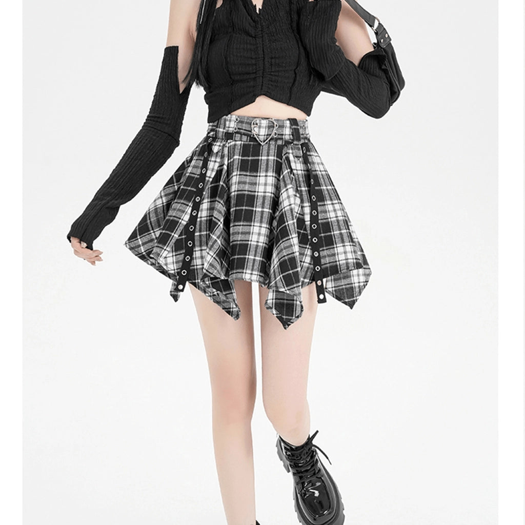Brown Plaid Mini Skirt