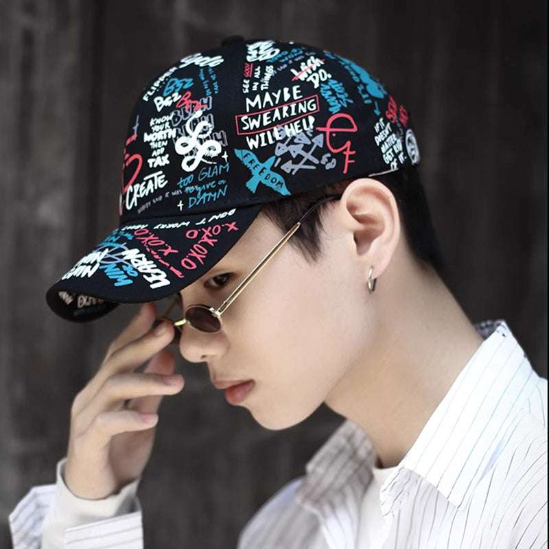 Graffiti Print Techwear Cap