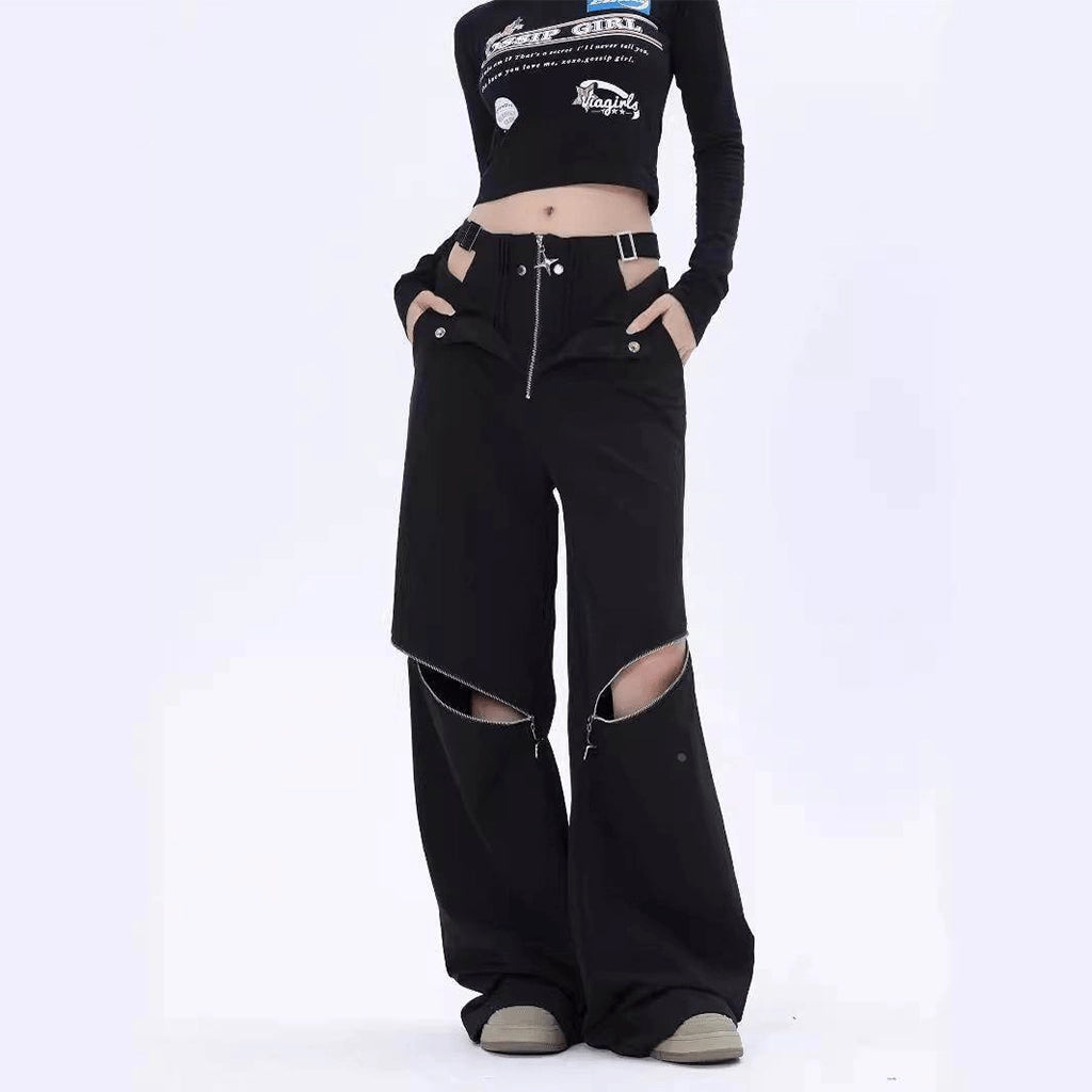 Black Pants with Zipper Details