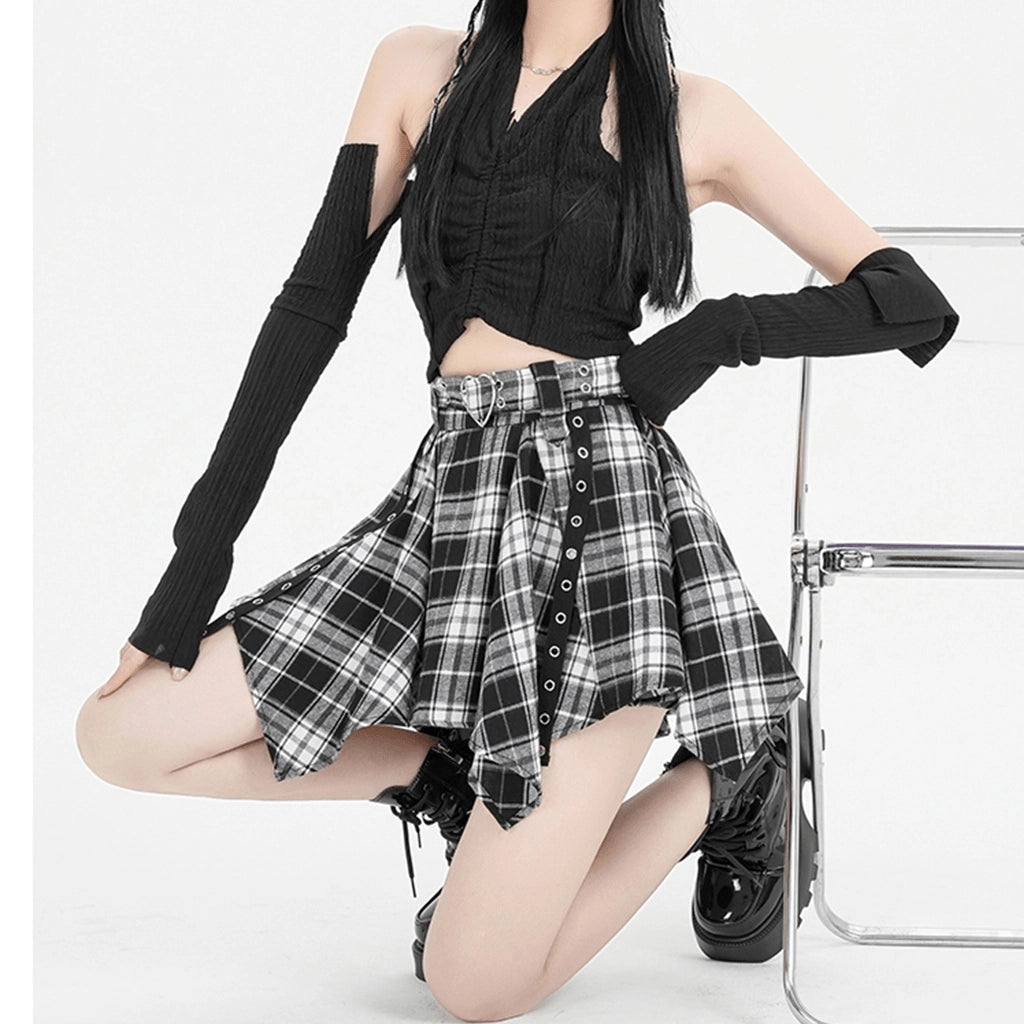 Brown Plaid Mini Skirt
