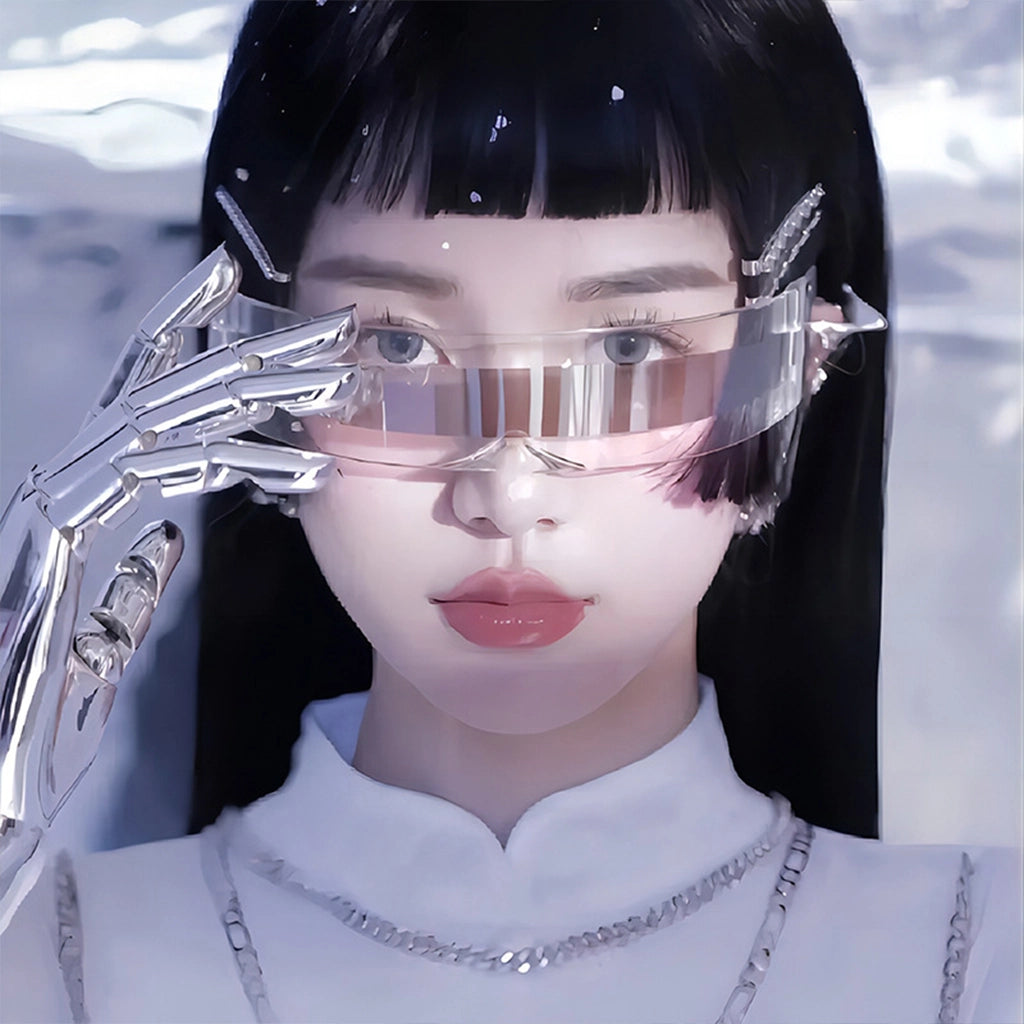 Cyberpunk Chrome Fashion Glasses