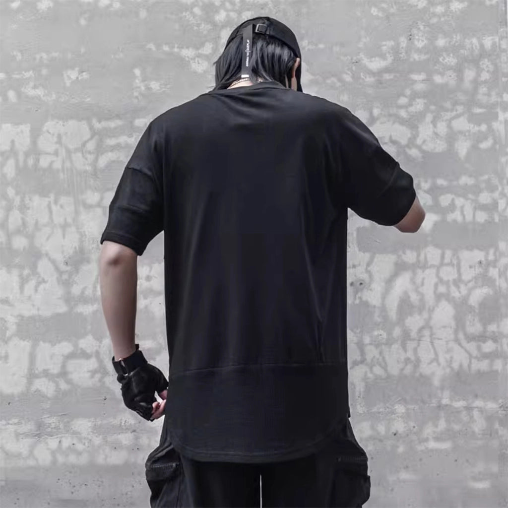 Streetwear Tee with Diagonal Zipper
