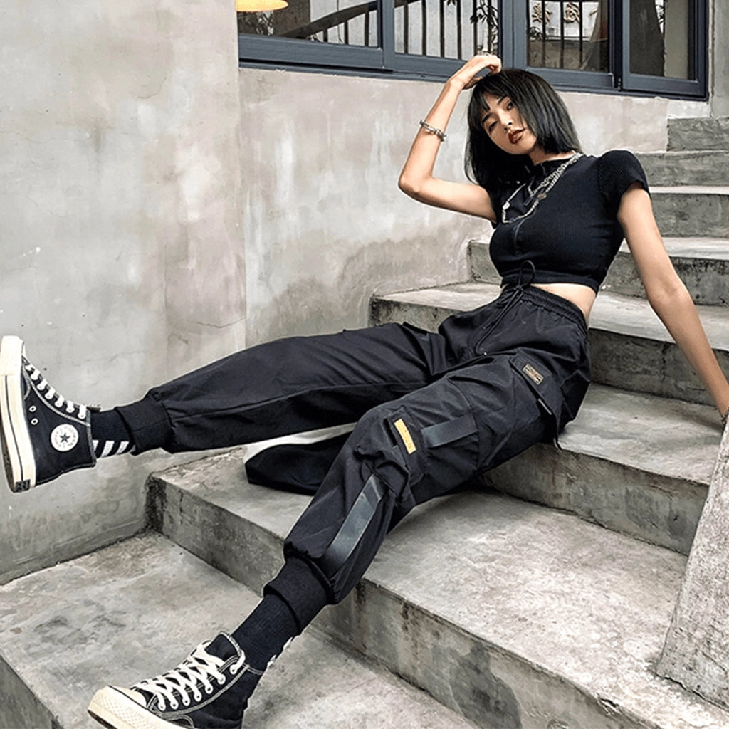 Black Cargo Joggers