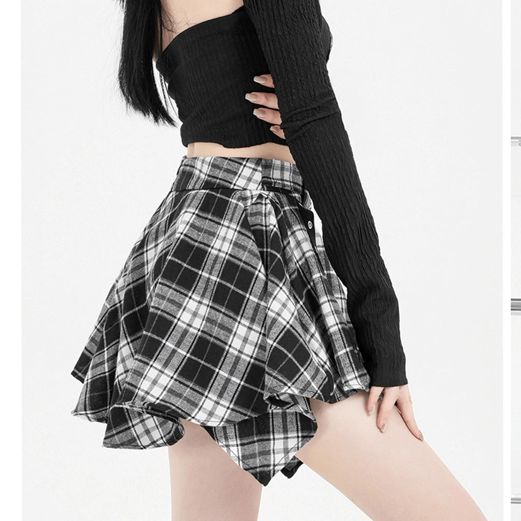 Brown Plaid Mini Skirt