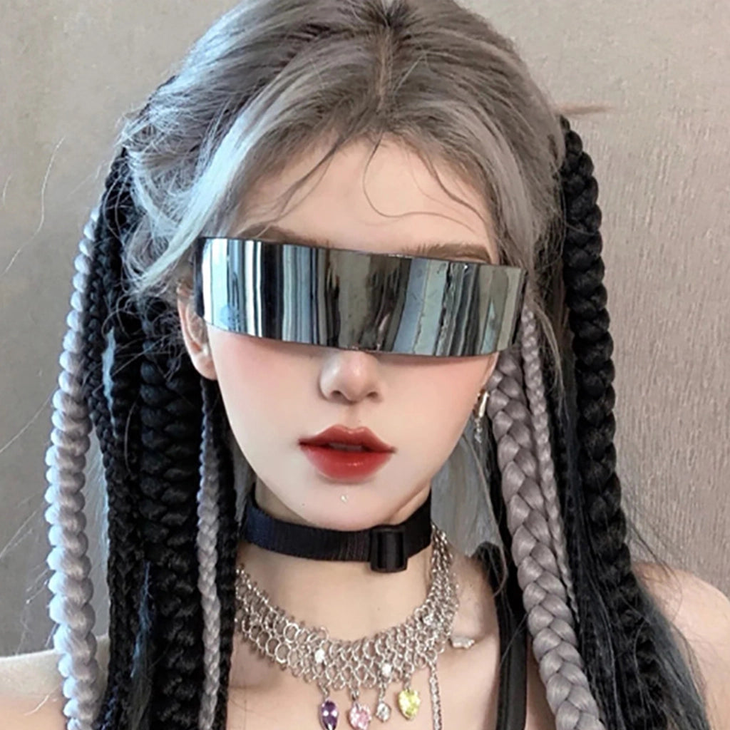 Cyberpunk Chrome Fashion Glasses