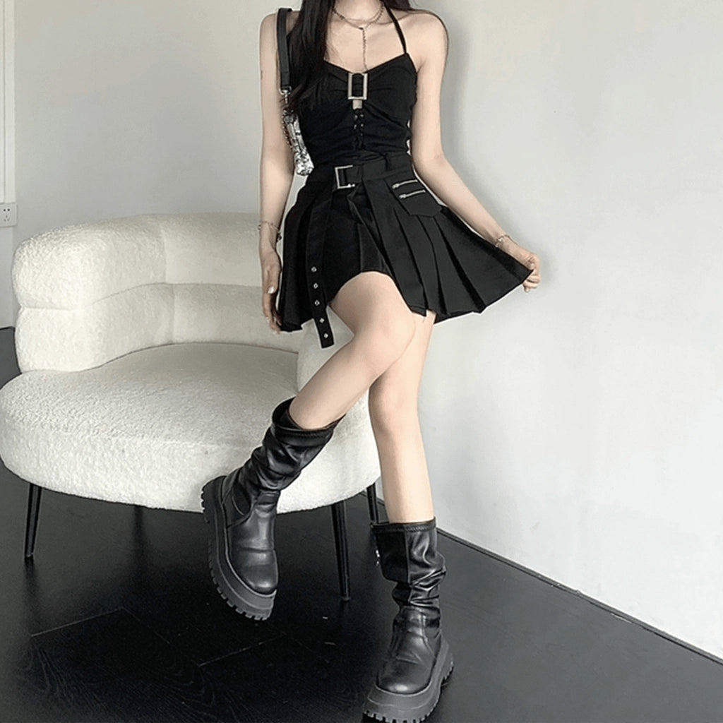 Black Techwear Pocket Skirt