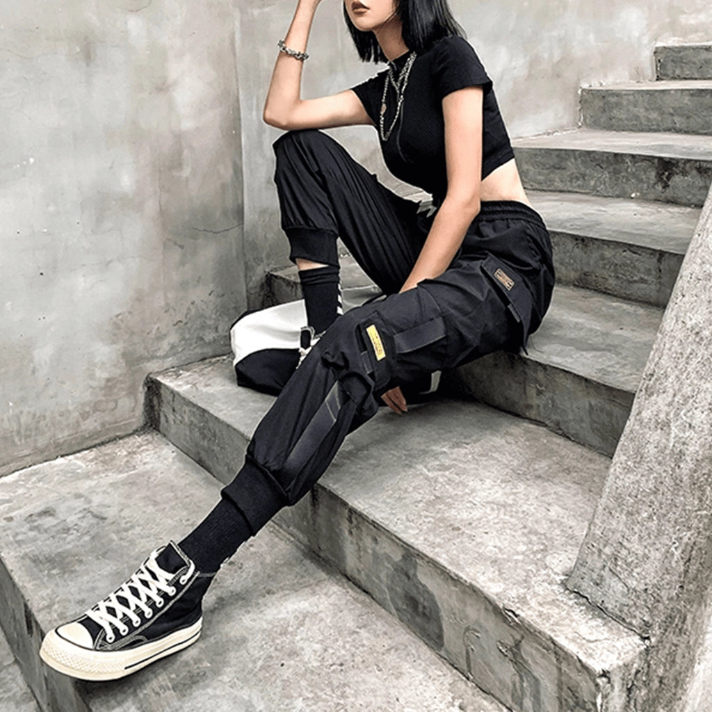 Black Cargo Joggers