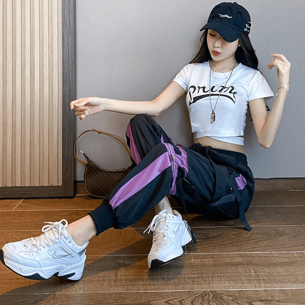 Black and Purple Cargo Pants