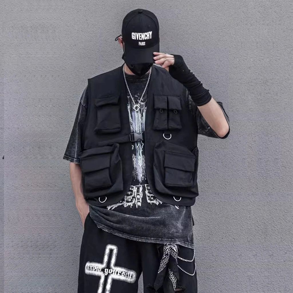 Durable Black Cargo Vest