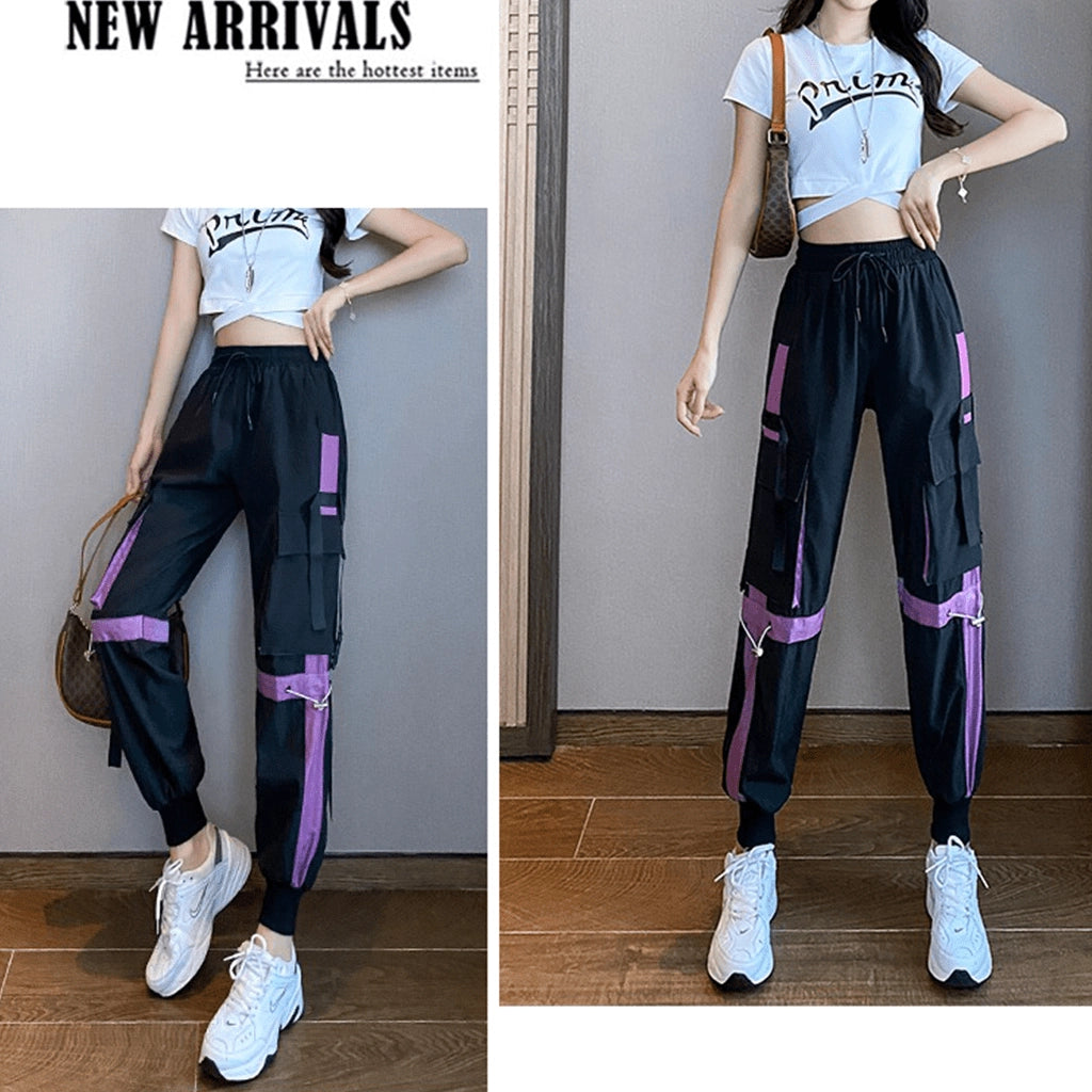 Black and Purple Cargo Pants