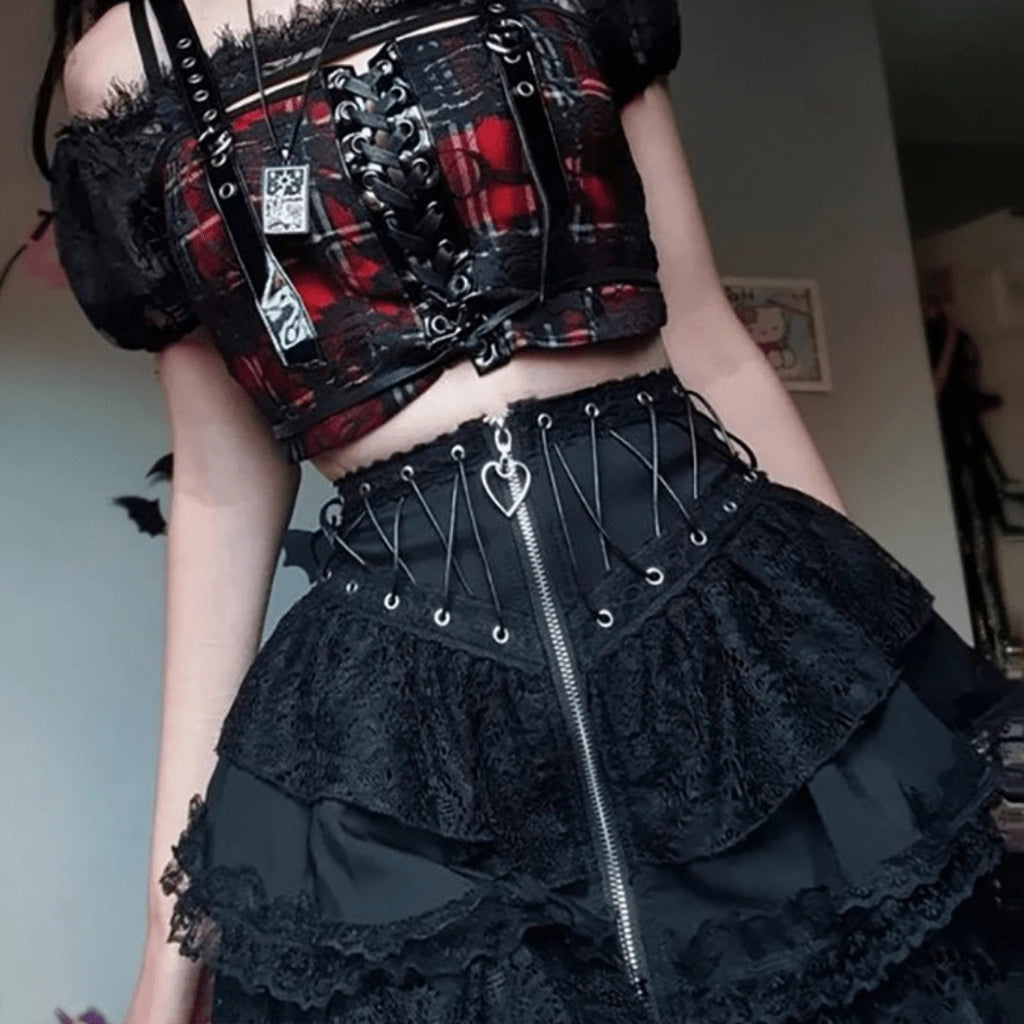 Layered Lace Punk Skirt