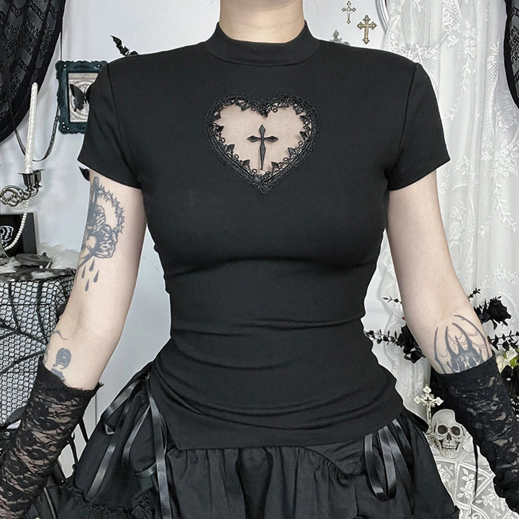 Heart Emblem Black T-Shirt
