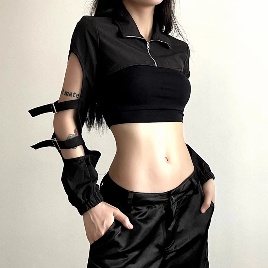 Black Techwear Buckle Shrug
