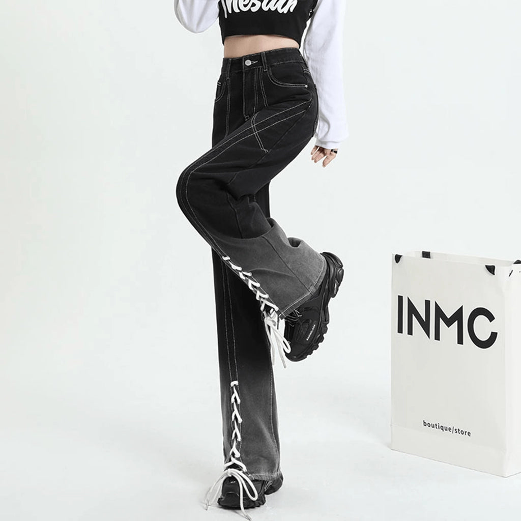 Gradient Lace-Up Pants