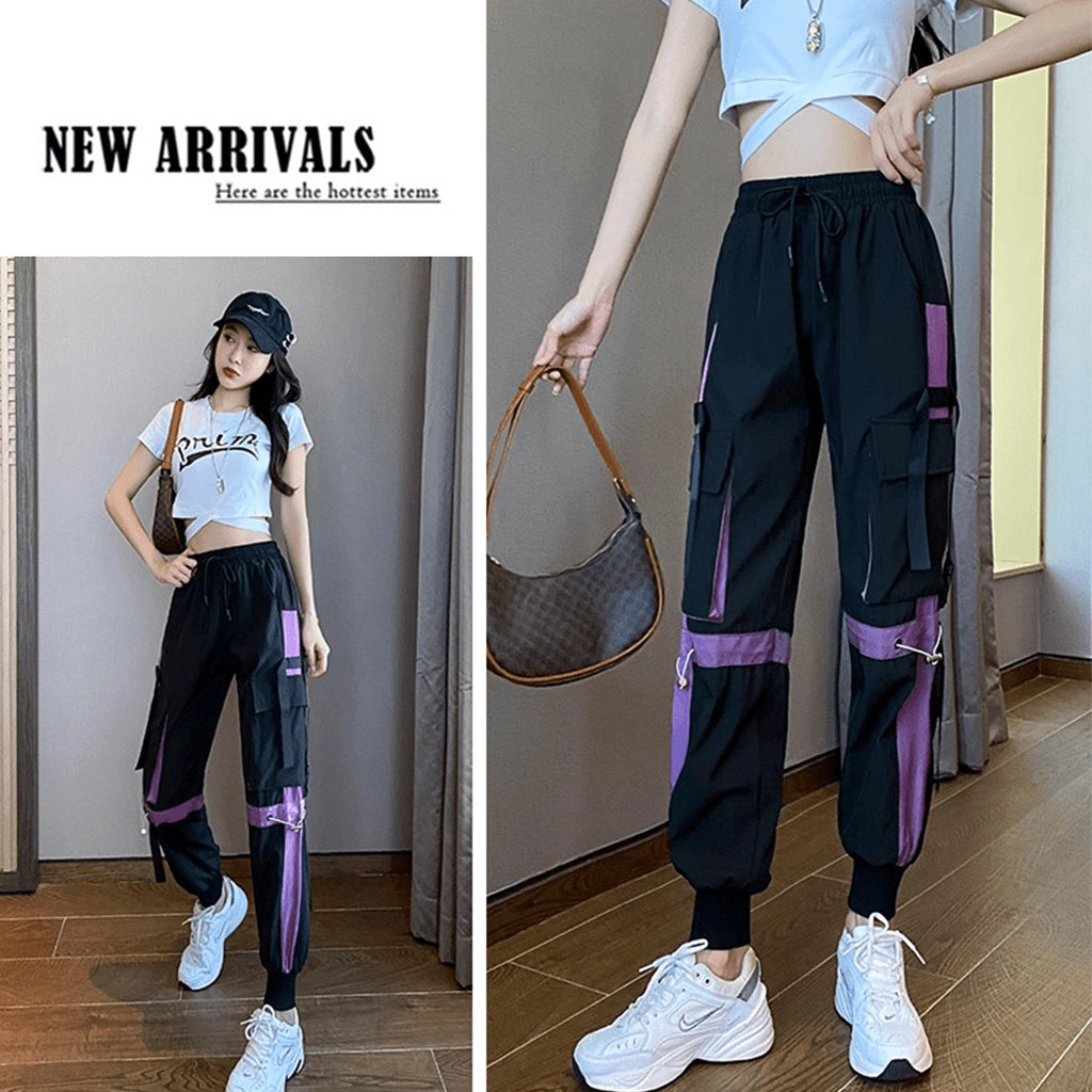 Black and Purple Cargo Pants
