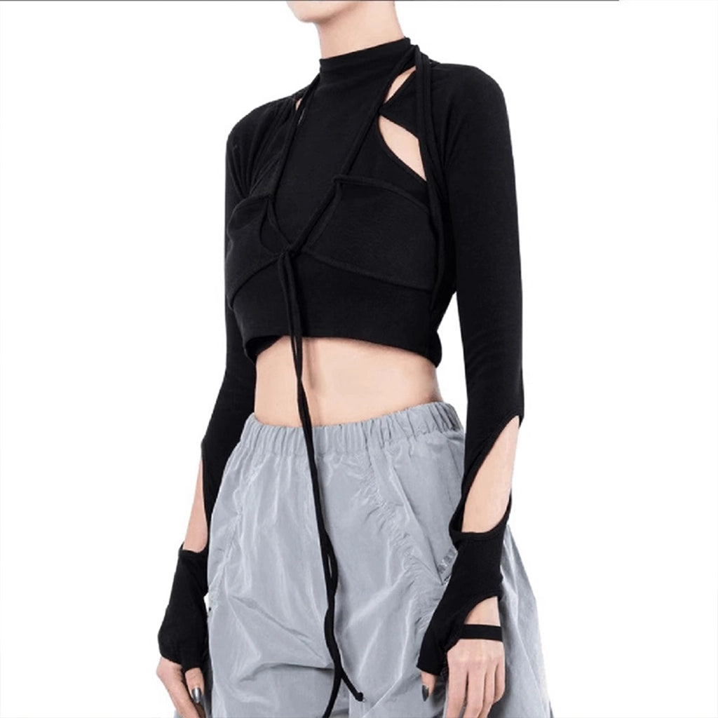 Black Strappy Cutout Top