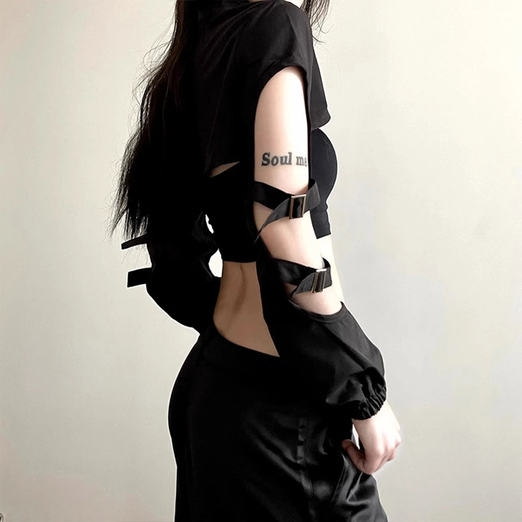 Black Techwear Buckle Shrug
