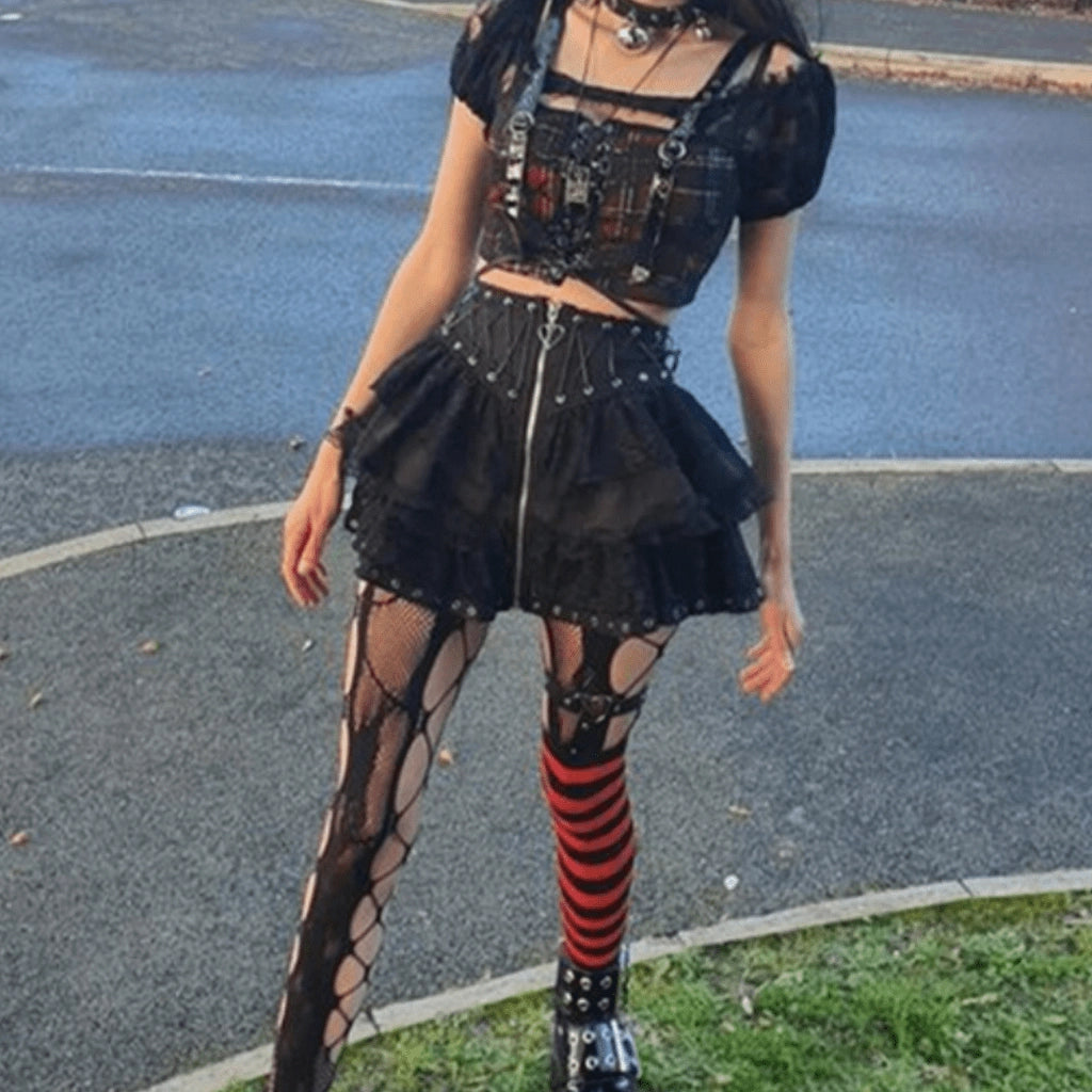 Layered Lace Punk Skirt