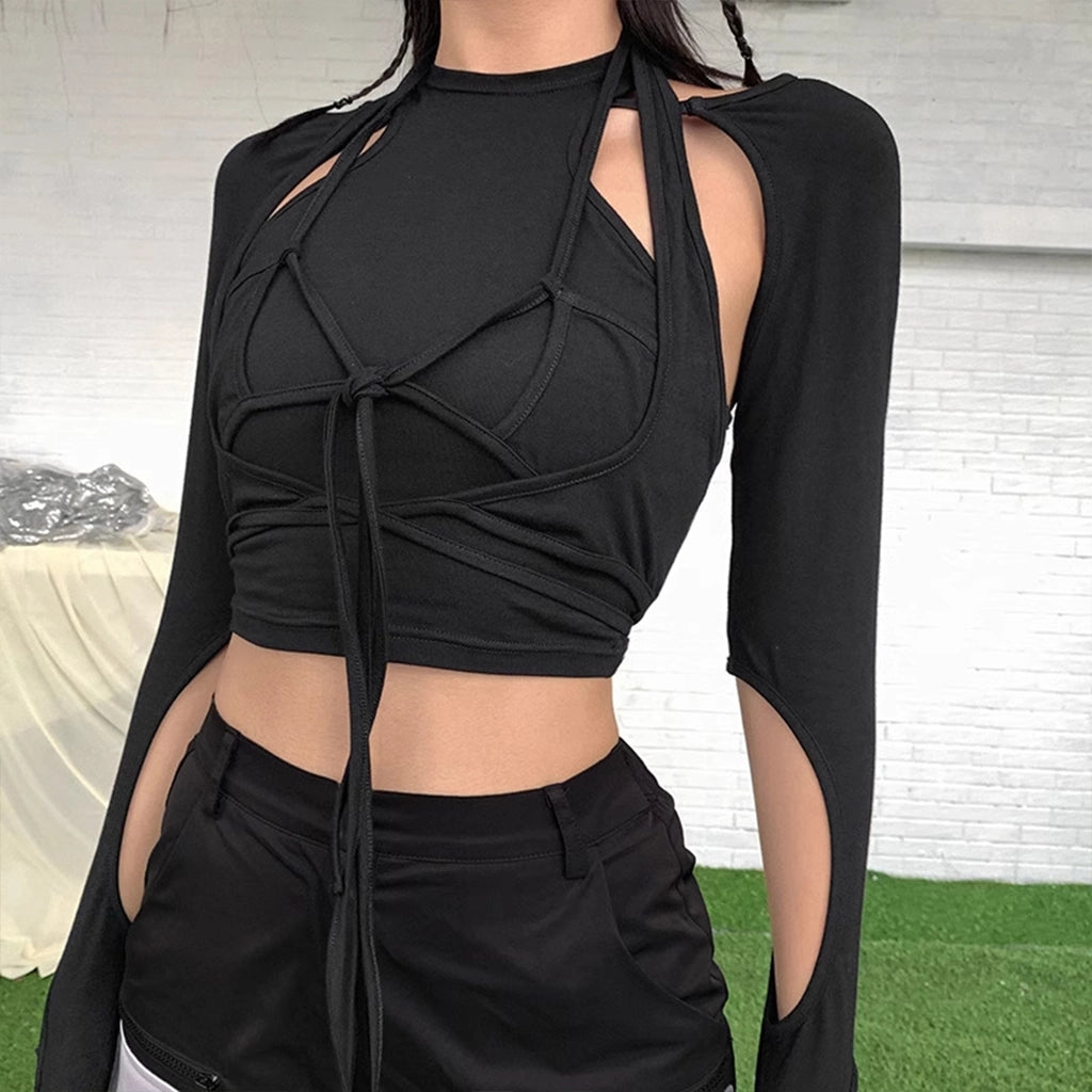 Black Strappy Cutout Top