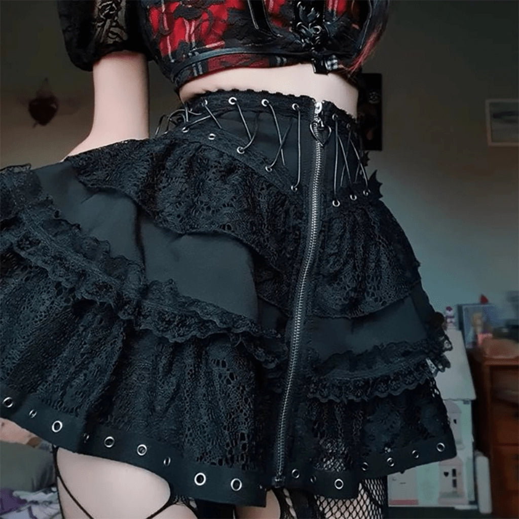 Layered Lace Punk Skirt