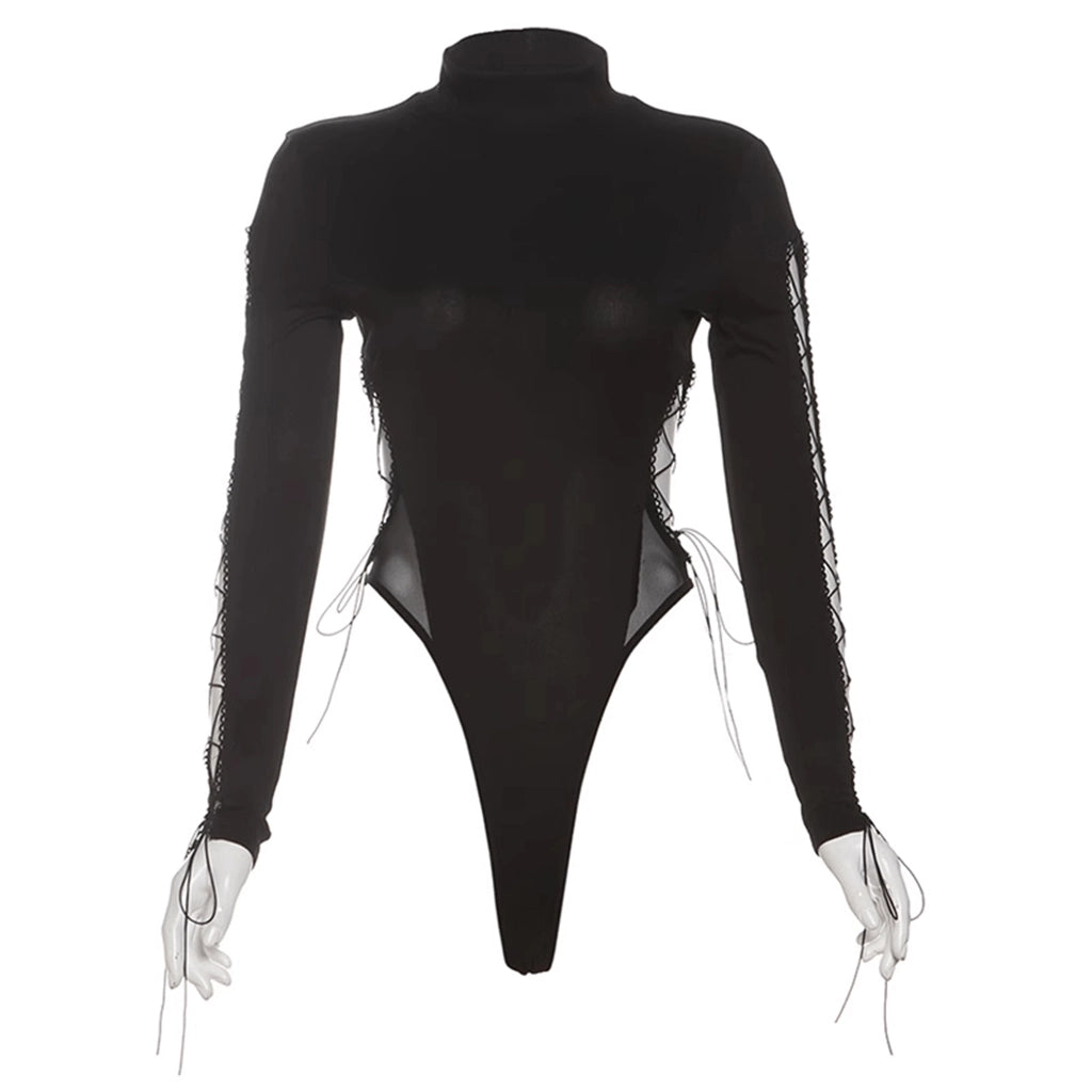 High Neck Lace-Up Bodysuit