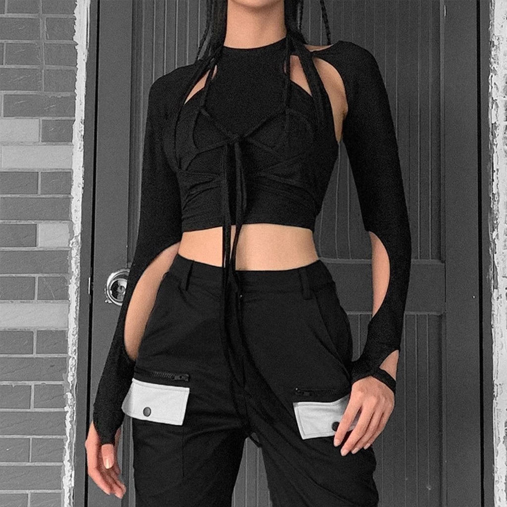 Black Strappy Cutout Top