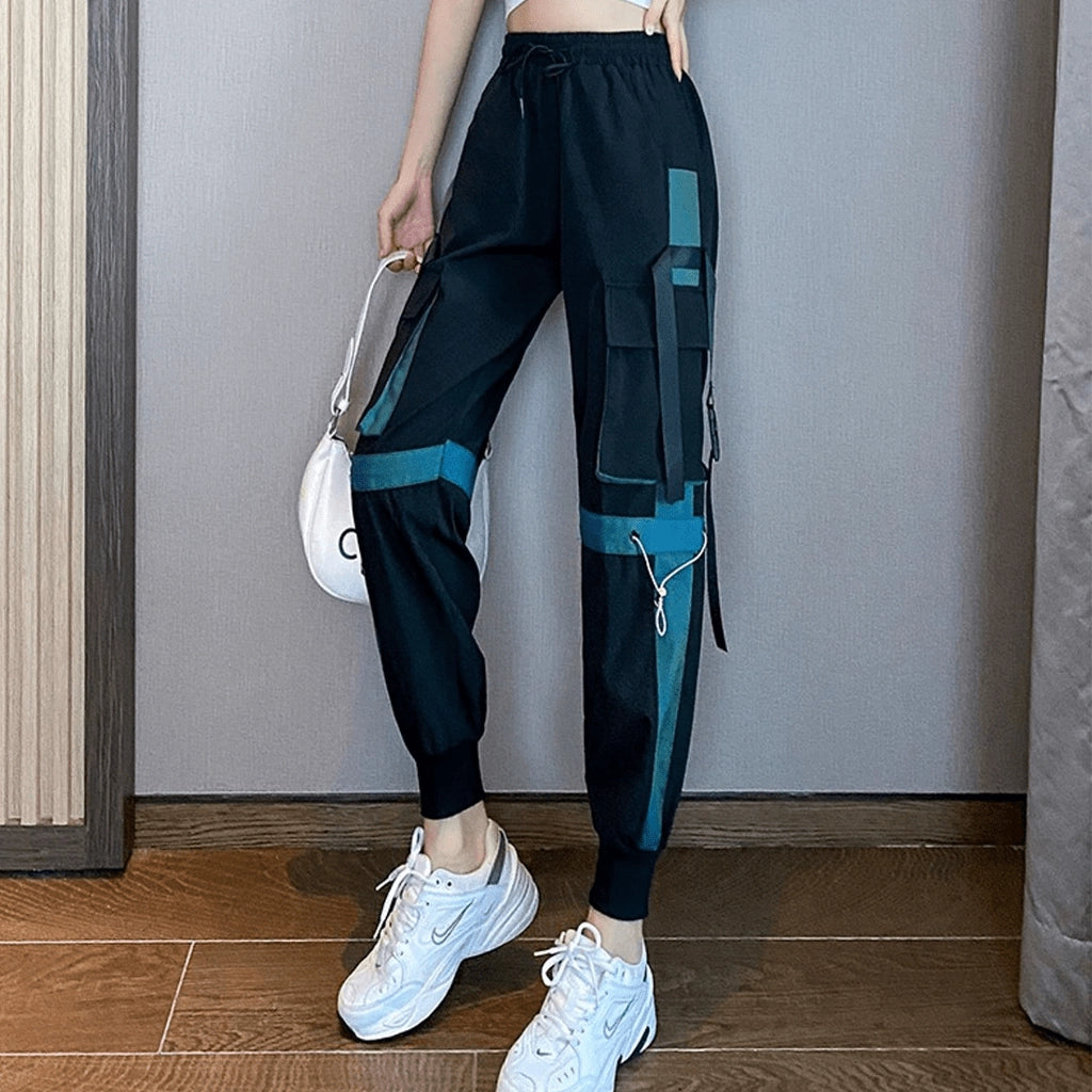 Black and Purple Cargo Pants