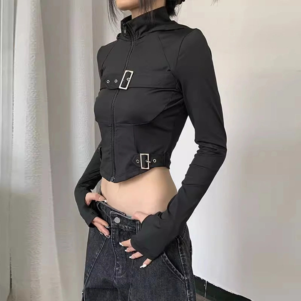 Cropped Zip Techwear Jacket