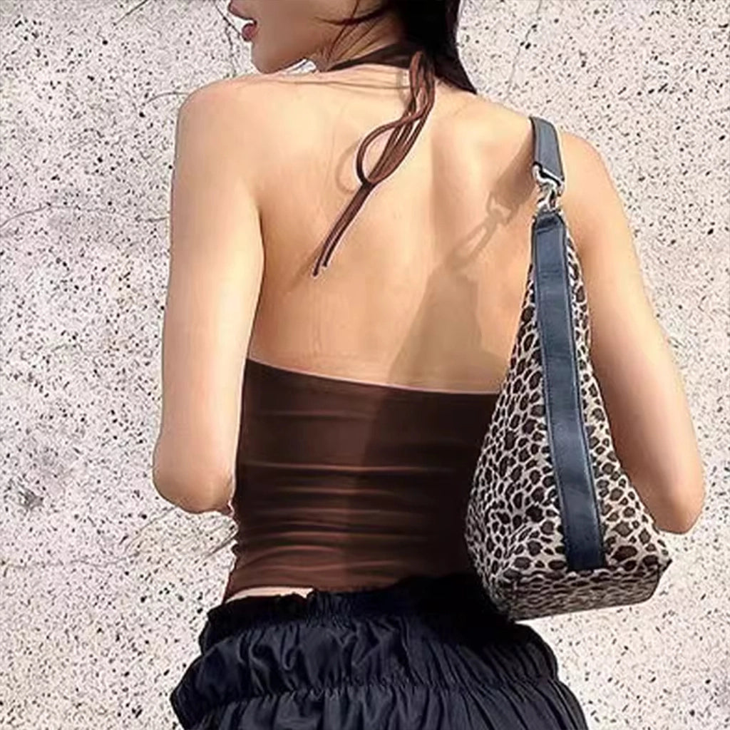 Brown Halter Neck Crop Top
