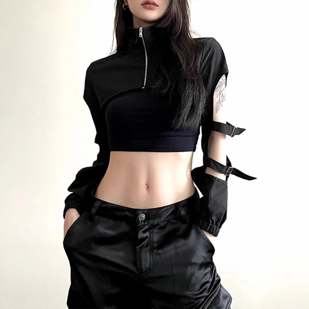 Black Techwear Buckle Shrug
