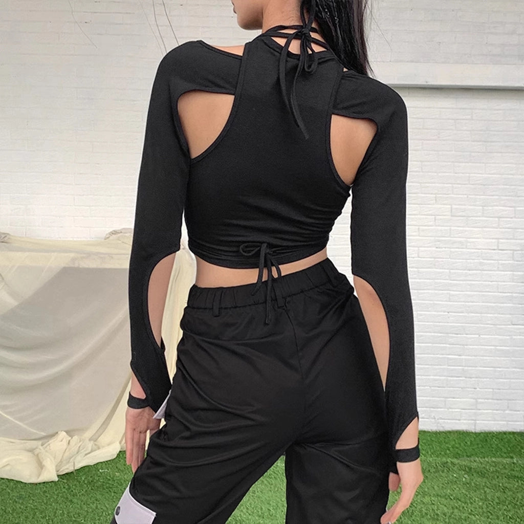 Black Strappy Cutout Top