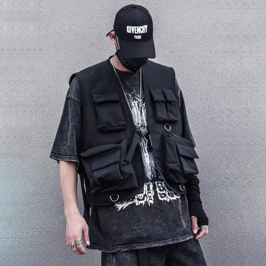 Durable Black Cargo Vest