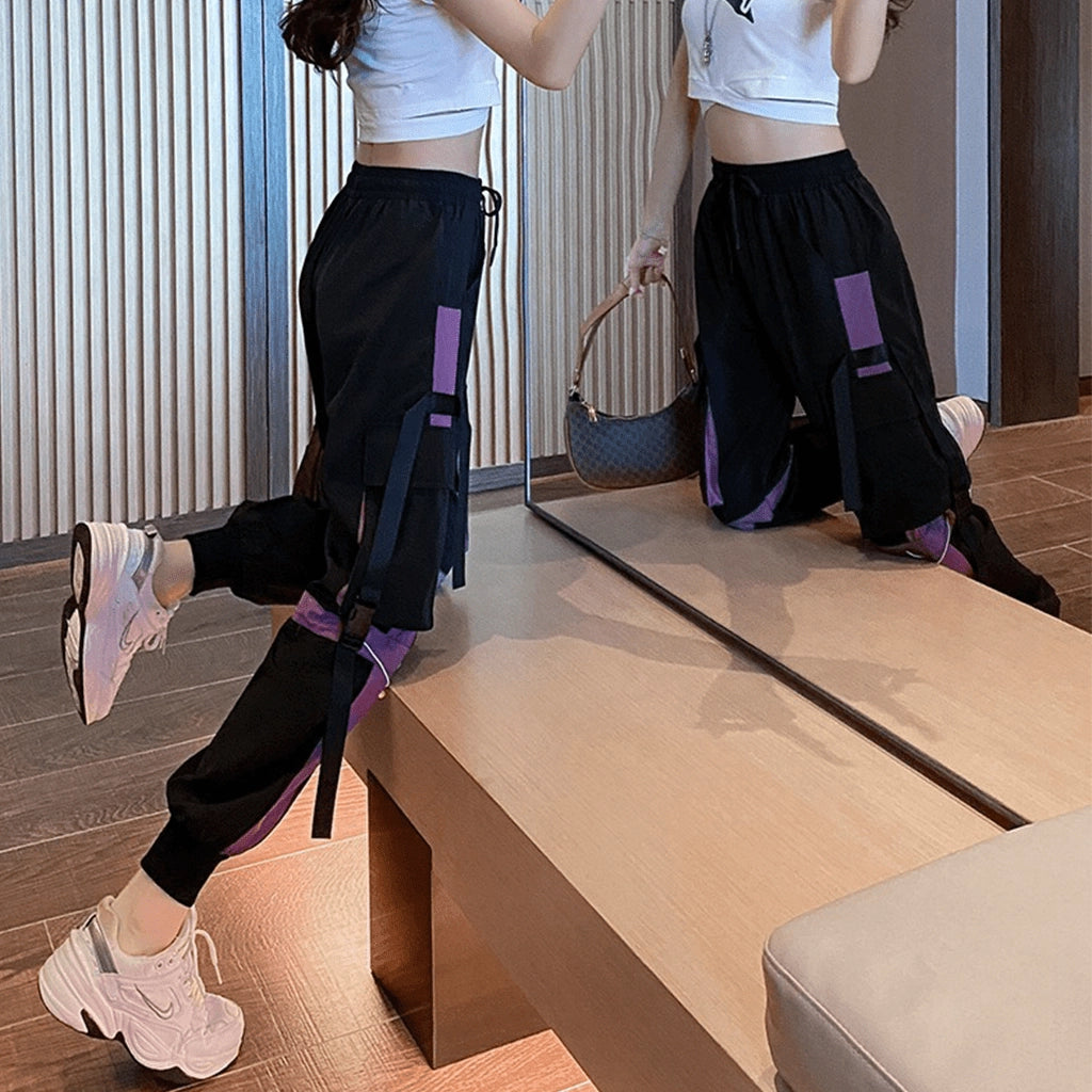 Black and Purple Cargo Pants