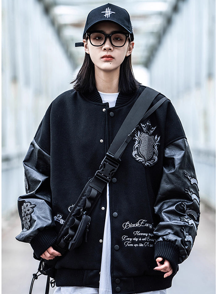 Embroidered Varsity Tech Jacket